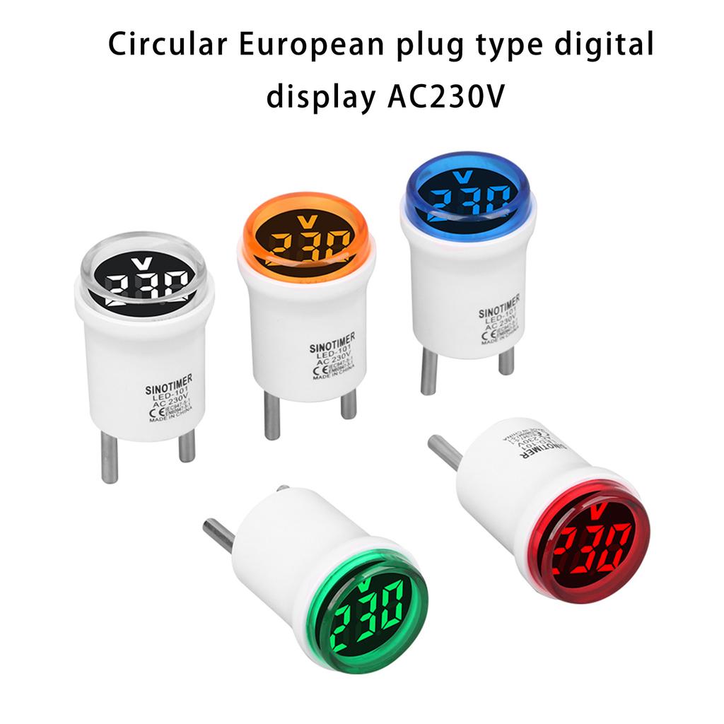 AC230V Digital Voltages Meter Round Voltages Tester with LED Display European Plugs In Digital Voltmeter Indicates