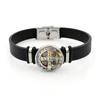 Benedict Saint Elegant Medal Adjustable Bracelet Stylish Black Leather Jewelry Gift Unisex