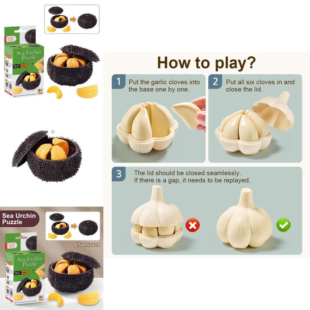 Engaging 3d Puzzle Toy Set Featuring Vibrant Orange Sea Urchin And Garlic For Kids Ages 8 To 12