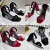 Elegant Suede Thick-Heeled One-Strap Sandals for Women: Versatile Black and Red, 2026 Summer Collection