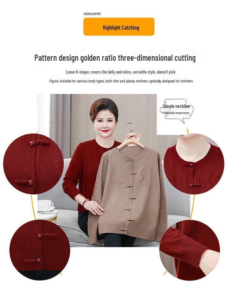 Women's Chinese Style Knit Cardigan for Fall & Winter