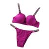Plus Size European & American Light Luxury Diamond Strap Push-Up Bra & High Cut Panty Set