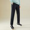 Anta KT Series Solid Color Logo Mid-Waist Fleece Straight Leg Casual Pants Men bottoms Black 952241520-1