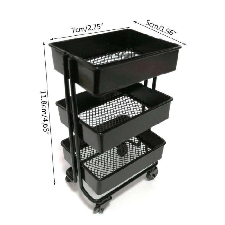 1:12 Dollhouse Mini Storage Cart Dolls Kitchen Bedroom Furniture Books Organizer