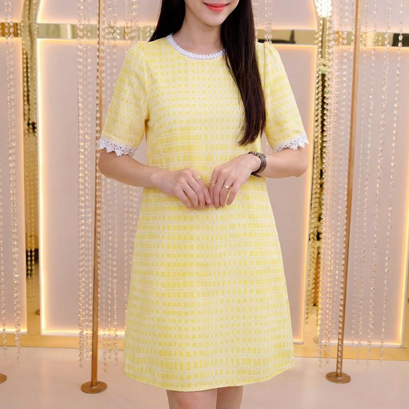 ZANZEA Women Casual Round Neck Short Sleeve Print Dress