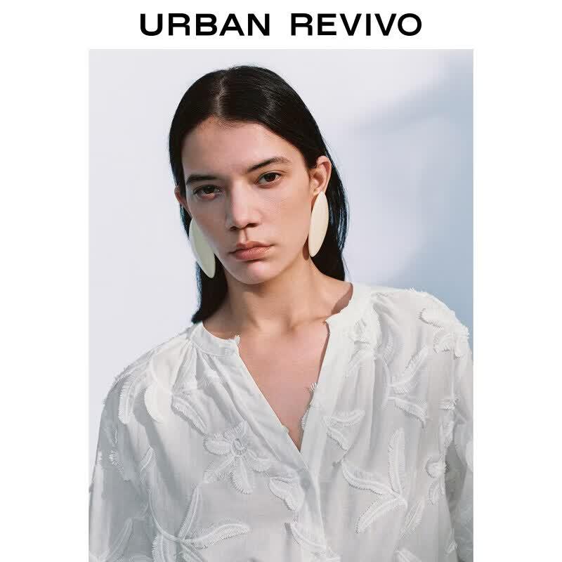 UR Autumn Women's 3D Jacquard Open-Front Shirt