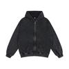 Giacca da uomo a zip tinta unita per primavera e autunno, taglie forti, stile casual, ampia, con cappuccio, comoda, maglione outerwear