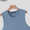 INCERUN Summer Men Round Neck Sleeveless Semi-Sheer Rib Casual Tank Tops