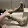 But knee-high boots, women's boots, popular in 2025, high-end sense, versatile temperament, long legs, foldable medium boots