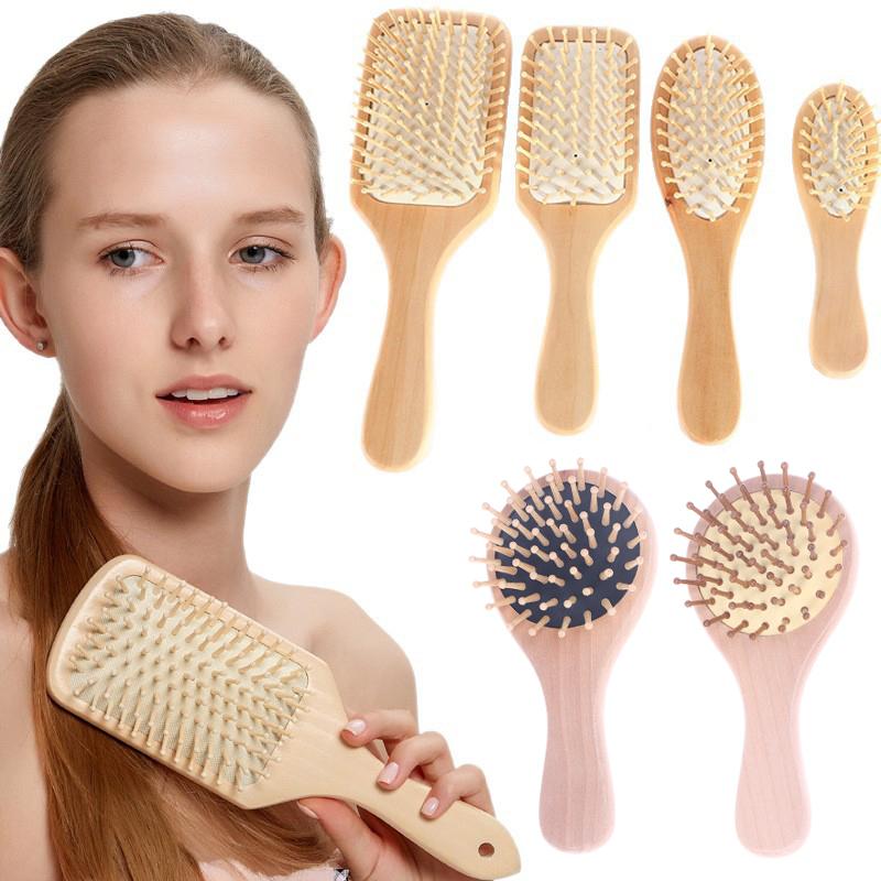 Airbag Wood Comb Massage Hair Brush Comb For All Hair Types Anti-Static Comb & Scalp Massager Ir Cushion Design For Detangling