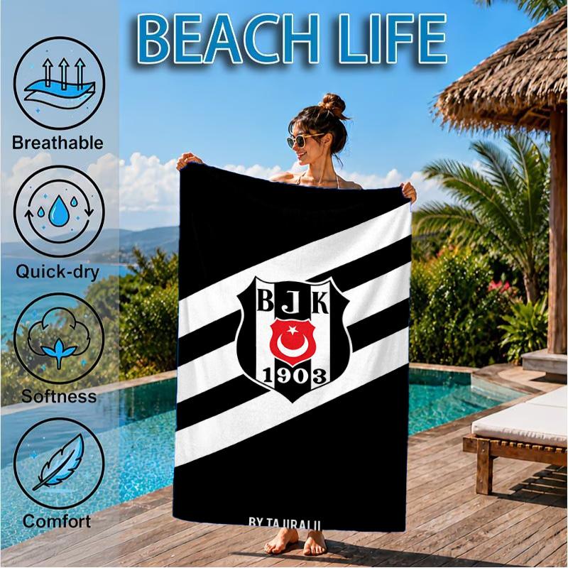 Besiktas Crest Legacy 1903 Beach Towel, Quick-drying, Easy to Care for, Suitable for Both Fitness and Beach Vacations,Sports Essential