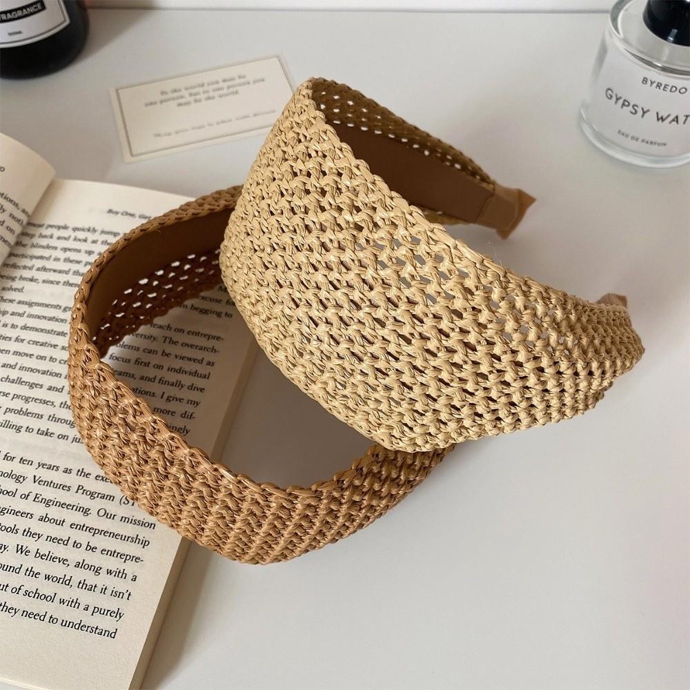 Bandeau Cheveux Ajouré Tressage Rotin Accessoires Cheveux Élégant Bandeau Tressage Paille Femme