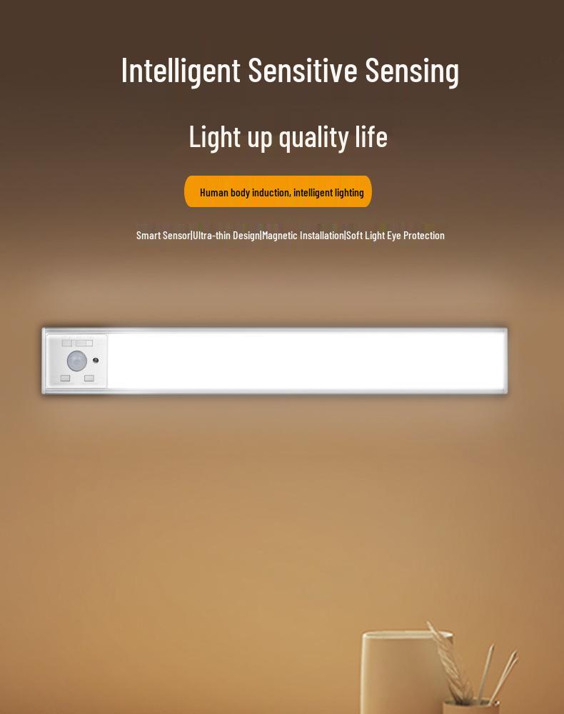 Rechargeable LED Motion Sensor Night Light Strip for Cabinets and Wardrobes