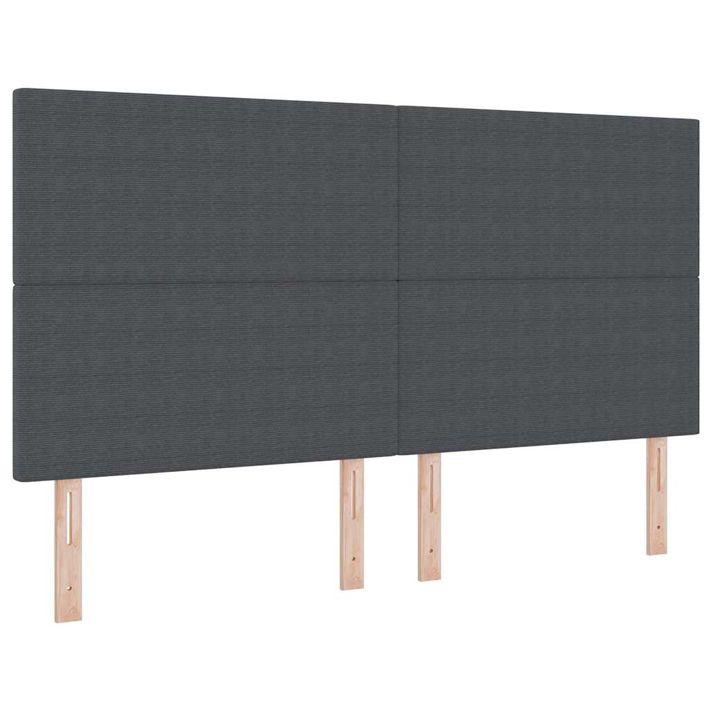 LED Box Spring Bed in Dark Grey and White 180 x 200 cm Cord Fabric