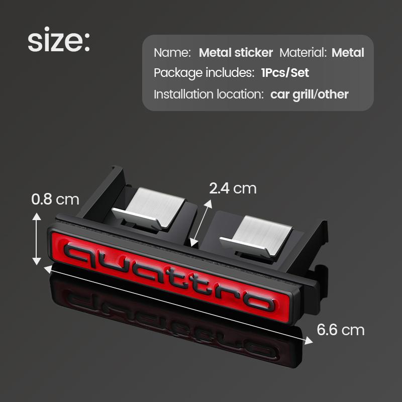 For 6gzjm S3 S4 S5 S6 A3 A4 A5 A6 A7 A8 Q3 Q5 Q7 Car Styling 6 colors Metal Quattro Logo Front Grill Badge Emblem Sticker Decals gzjm6