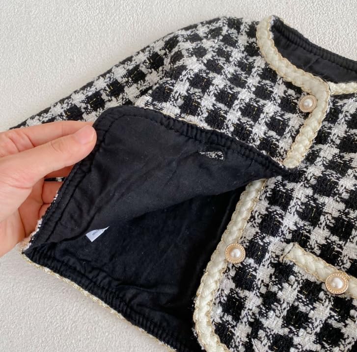 Cuddly 80cm Duffle Check Romper Cute Everyday Princess Duffle [Key Shop] Set, Gingham, White, Black, Cotton, Kids' Clothing, Wear, Stylish, Spring,