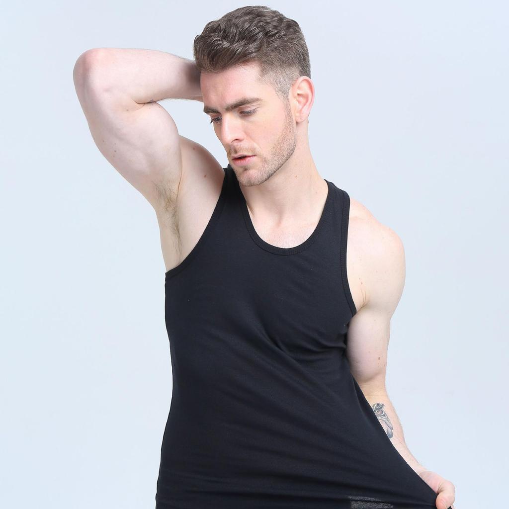 Men's Plus Size Breathable Stretch Tank Top - Trendy Solid Color Sports Vest