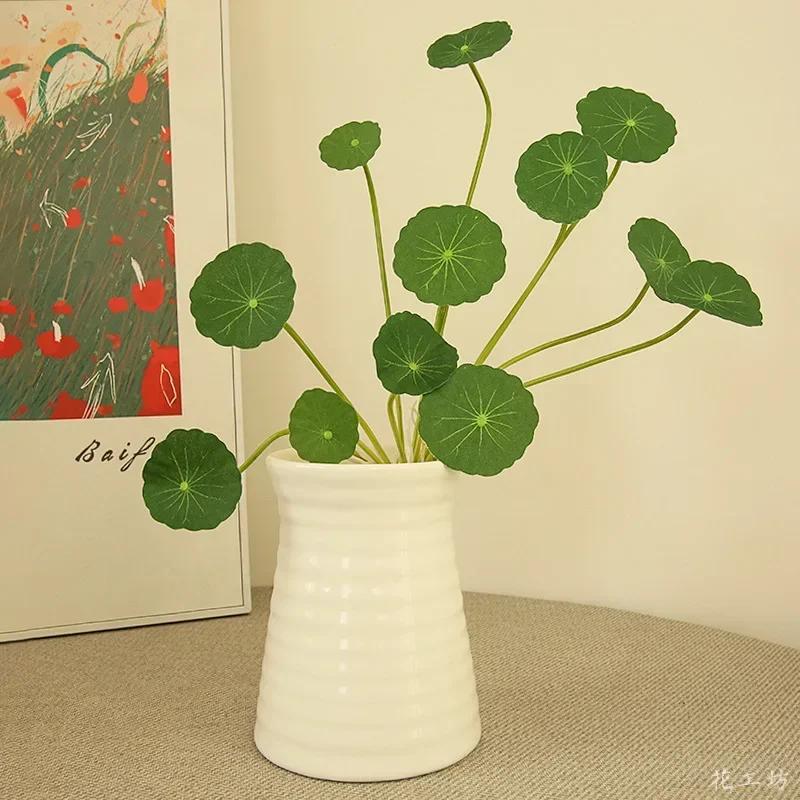 Artificial Flowers Silk Small Lotus Leaves Green Plants Garden Decor Simulation Money Leaf Plant Floral Auditorium Decoration