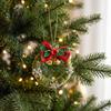 Christmas Atmosphere Decorations Mini Wreath Ornament, Hanging Decoration with Plaid Bow And Festive Door Ornaments Metal Bells, Handmade Plush