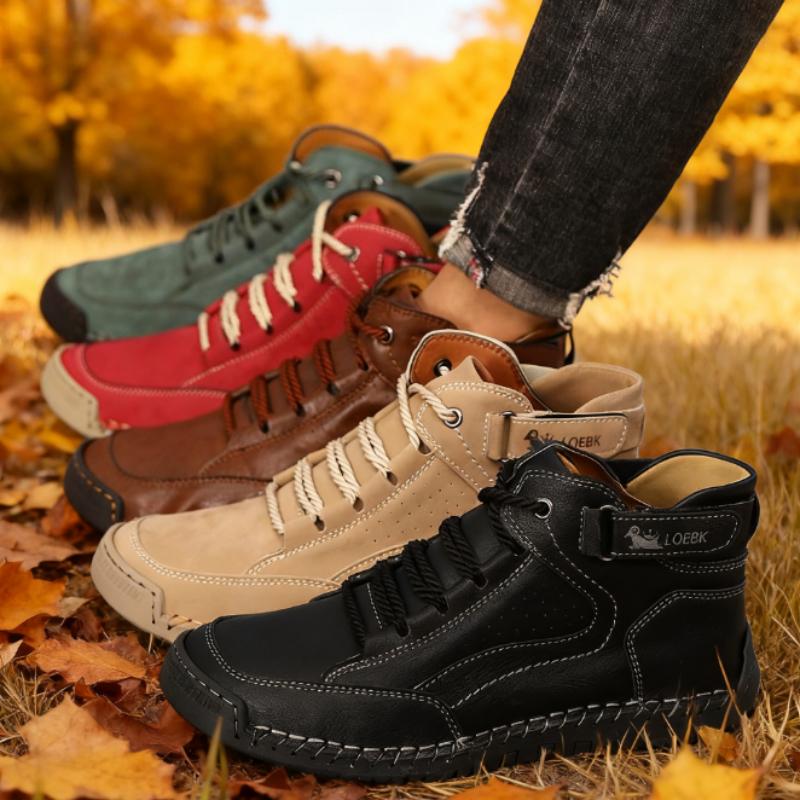 Men's Outdoor Bare Boots Vintage Classic Handmade Leather Work Shoe Soft Sole Comfort Breath Casual Loafers Men's Driving Shoes