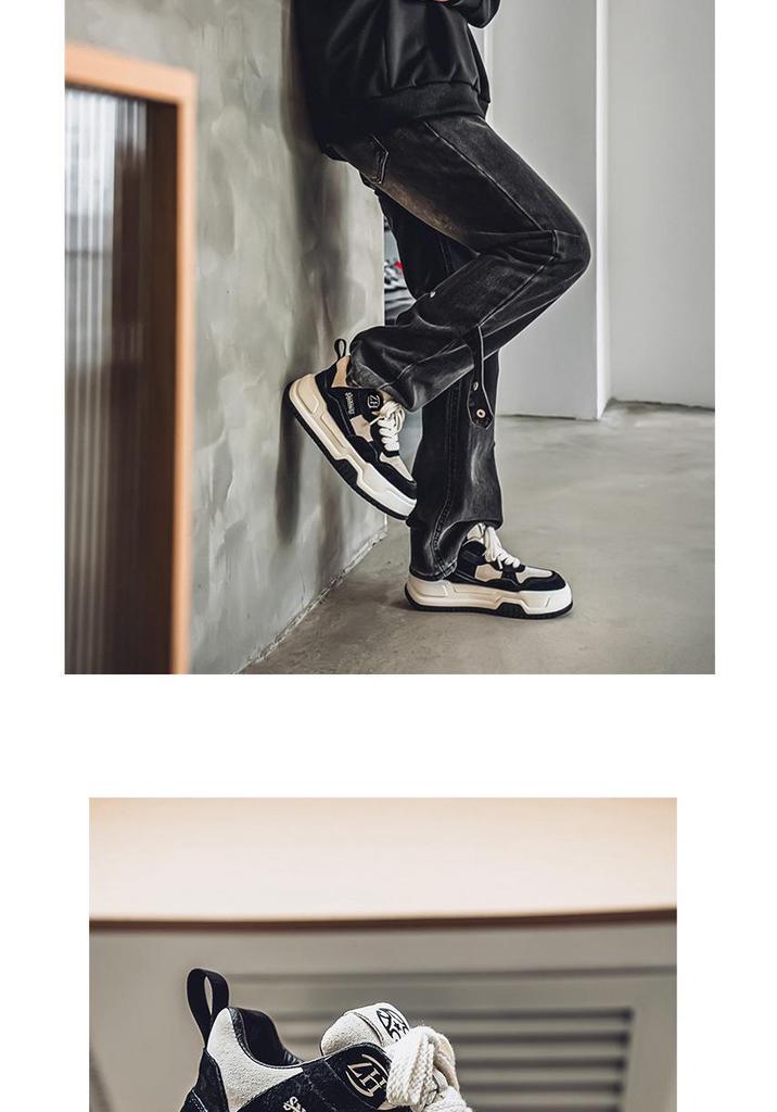 Men's 2025 Spring Korean Style Red Fashion Casual Thick-Soled Height-Increasing High-End Sports Shoes for Teenagers.