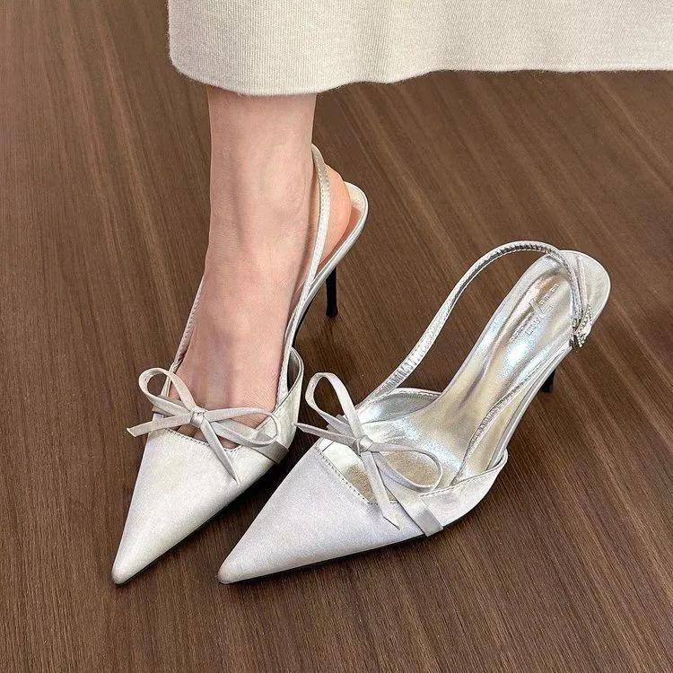 Fashion Pointy single-shoe women 2024 new spring stiletto sandals French with skirt temperament pink high heels  kawaii shoes