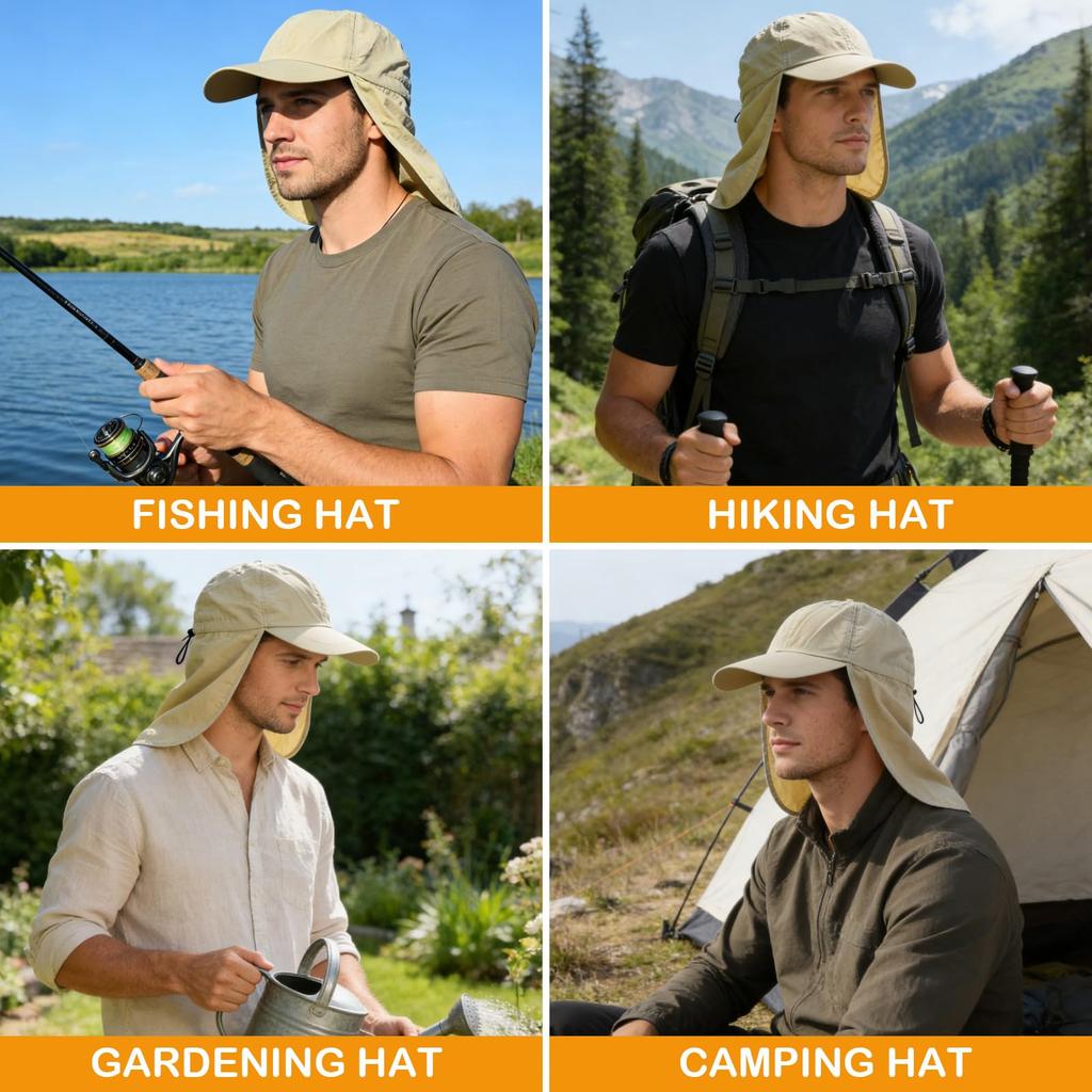 UPF Waterproof Sun Hat Foldable Unisex Baseball Cap with Neck Flap for and Running [EINSKEY] 50+ - Beach, Golf, Hiking, Fishing,