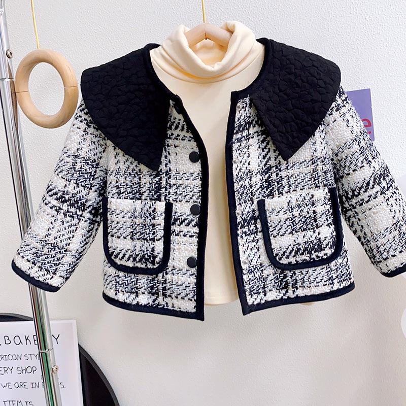 

Plaid Turn-Down Collar Winter Top for Girls - WE661 Size 140