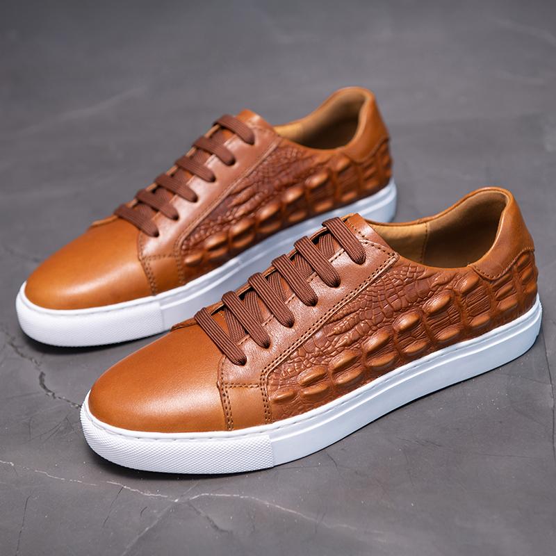 Fashion Leather Men's Shoes High Quality Casual Shoes Lace Up White Sole Loafers Luxury Brand Shoes Soft Sole Comfortable Outdoor Shoes