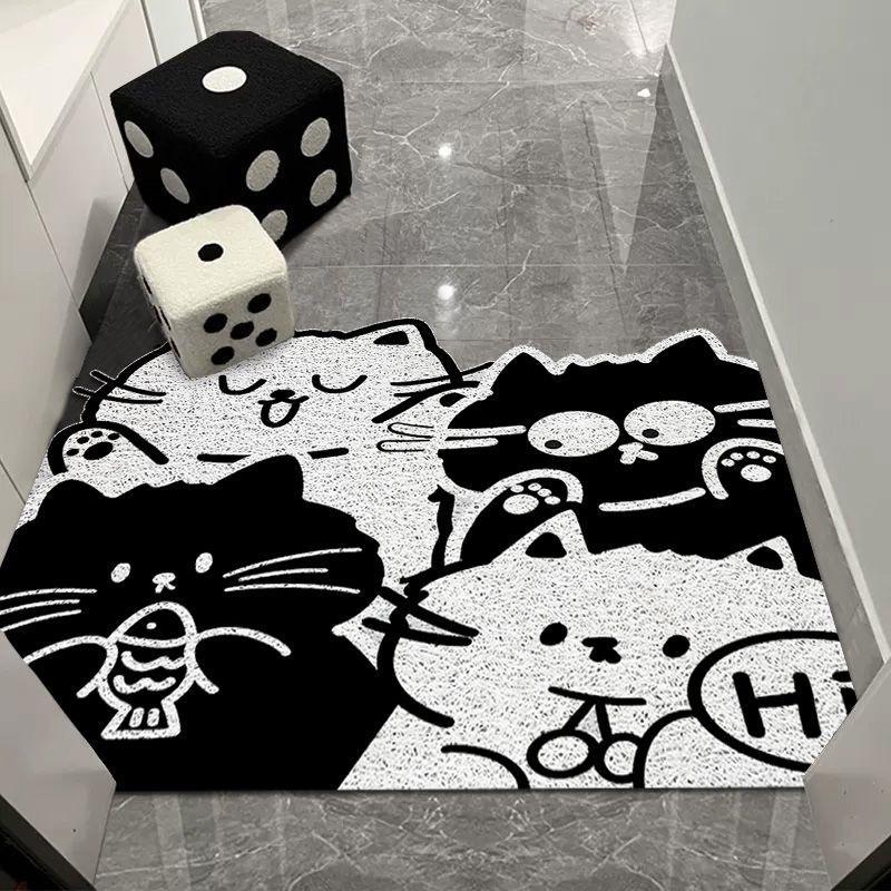 Cartoon silk circle entry door floor mat, entrance entrance entrance porch foot pad, fresh household soil rubbing mud pad
