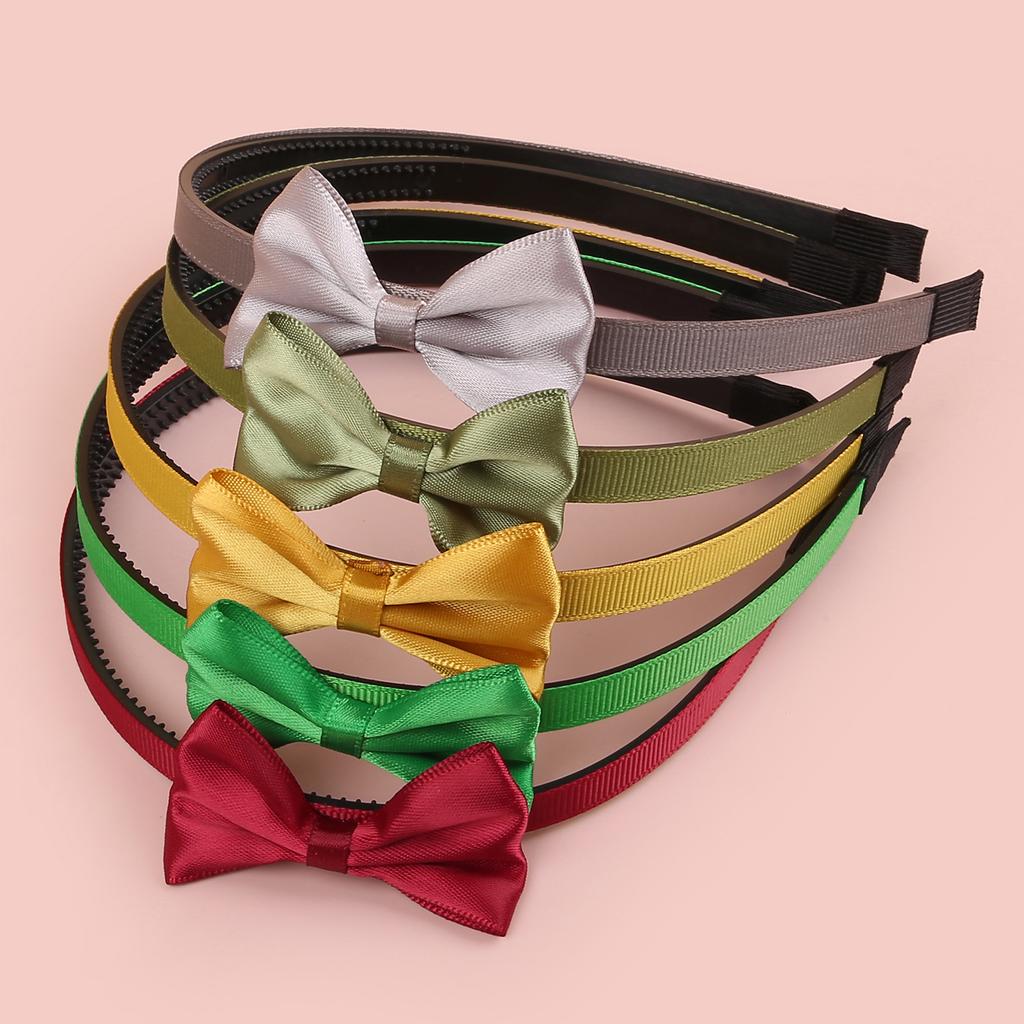 5 st 2,5 tums satin hårrosetter med pannband plasttänder hårband barn flickor pannband barn håraccessoarer set