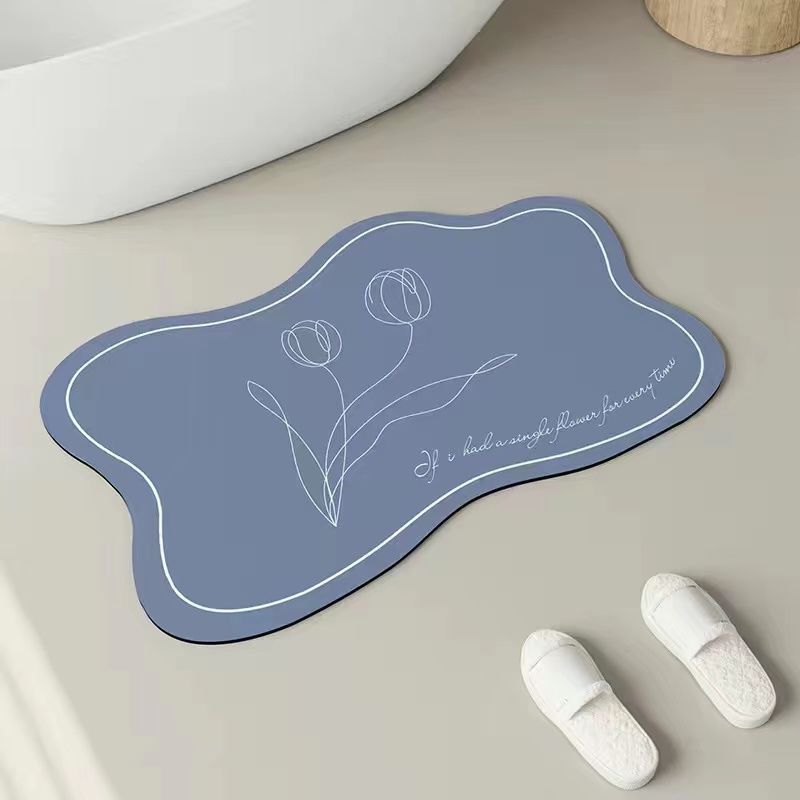 Cremefarbener Wind Kieselgur Badezimmer Bodenmatte Haushalt Toilette Tür Rutschfeste Matte Toilettentür Wasserabsorbierend Schnelltrocknend Fußmatte 40X60cm 15.7X23.6inc