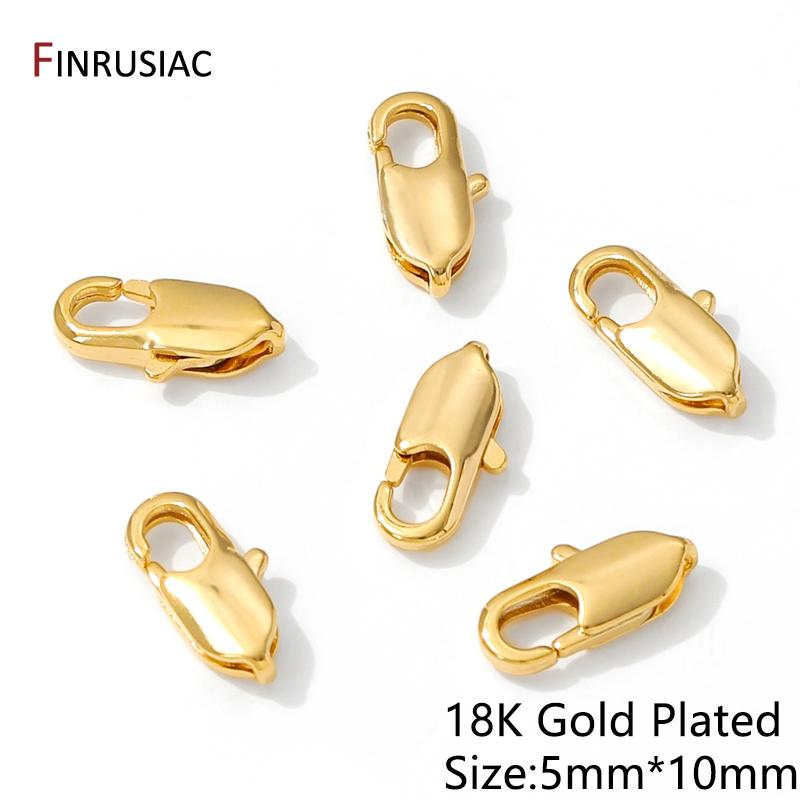 

14/18K Gold Plated Brass Rectangle Lobster Clasps Connector Hooks,Clasps For Jewelry,DIY Bracelet Necklace Making Supplies 5 pieces
