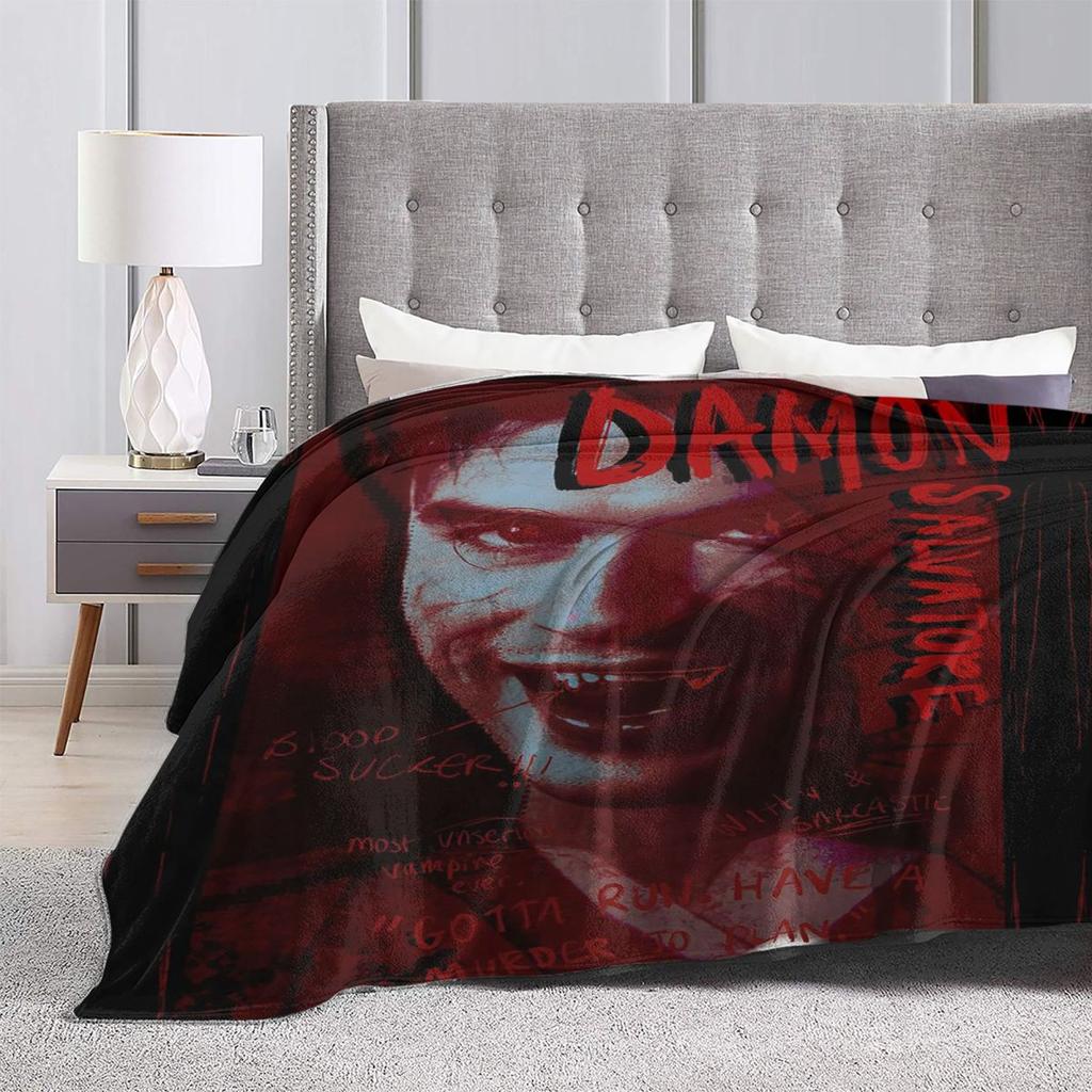 Damon Salvatore The Vampire Diaries Blankets Soft Warm Flannel Throw Blanket Bedding for Bed Living Room Picnic Travel Home Sofa