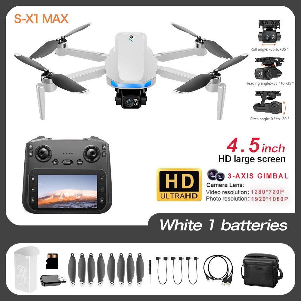 New S-X1 Max 5KM LCD SC GPS Drone 4K Dual Camera 5G Wifi FPV 3-Axis Gimbal Professional Digital image transmission RC Dron Toys
