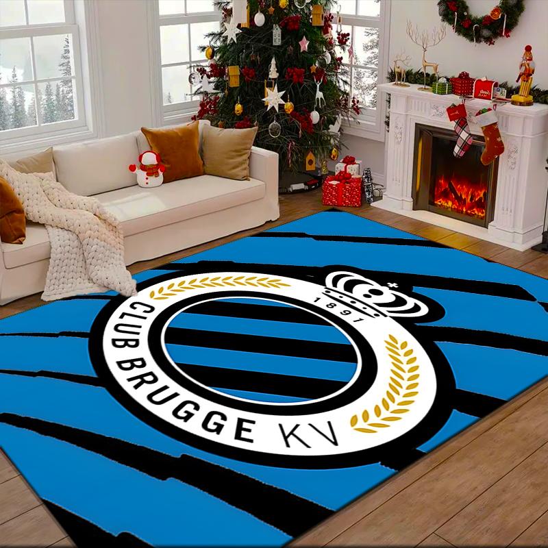 1PC FC Brugge Crest Rug Game Carpet, Floor Mat for Bedroom Living Room Entryway Rug, Home Decor Idea Gift for Christmas birthday
