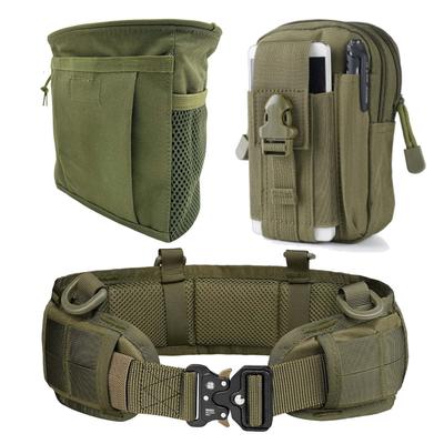 Tactical Belt Pouch Set of Airsoft Waist MOLLE Equipment (Sabsta) 4, Essentials, (Green)