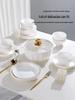 Pure White Ceramic Tableware Set: Dinner Bowls, Rice Bowls, Plates, Dishes, and Double-Ear Soup Bowls for Home Use.