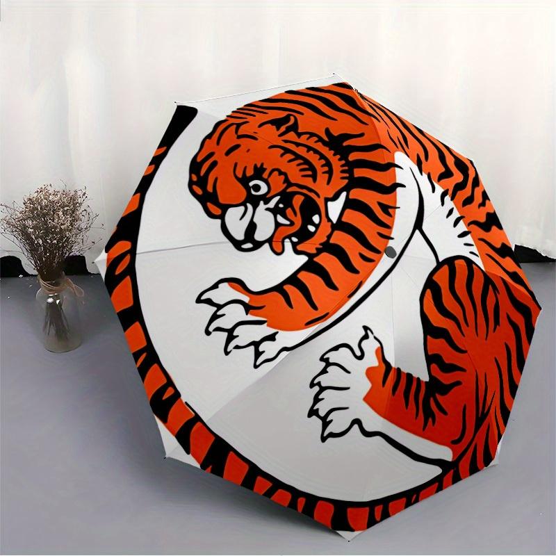 1pc Tiger Print Automatic Open/close Folding Umbrella, Compact Portable Travel Umbrella, Durable Construction yy250809115