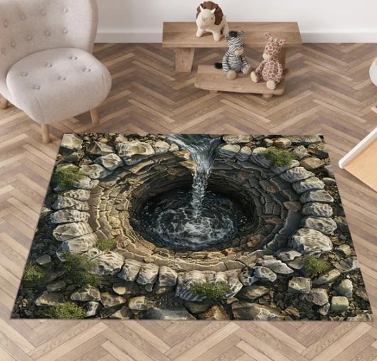 3D Rug Deep Hole Rug 3D Huge Crack Illusion Rug,Optical Illusion Rug 3D Design Rug, Glamorous Rug Deep Water Rug Home Decoration