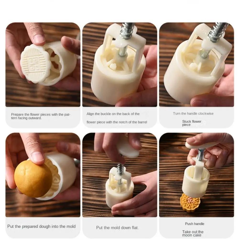 Mid Autumn Festival Round Mooncake Mold DIY 50g Hand Press Mold Fondant Cake Decoration Tools Sakura Pattern Stamps