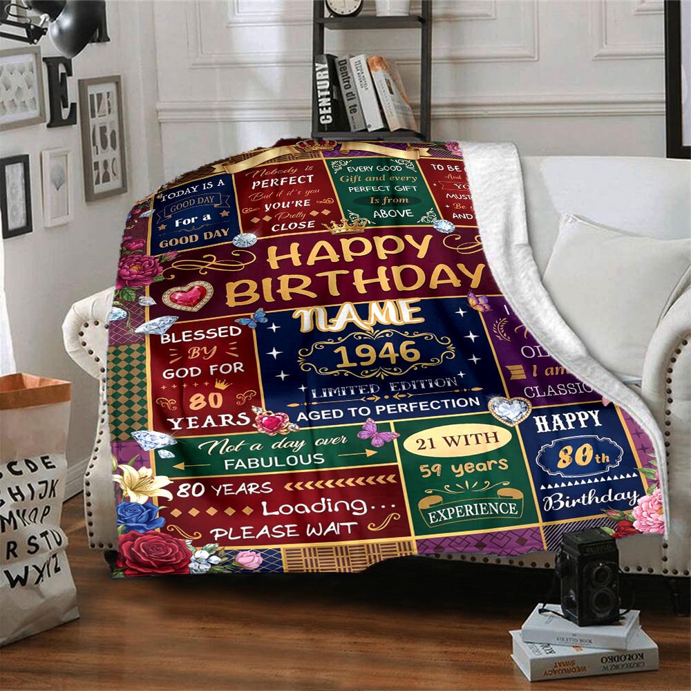 80Th Birthday Celebrationcustomize Your Name Blanket Warm Comfortable And Soft Blankets Are Suitable For Home Lunch Break Blanket Office Sofa Sofa