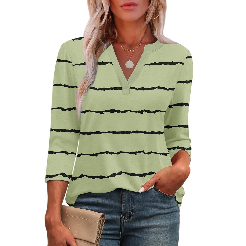 3/4 Sleeve Shirts For Women Tees Blouses Casual Plus Size Basic Tops Pullover Ladies Tunic Blouses