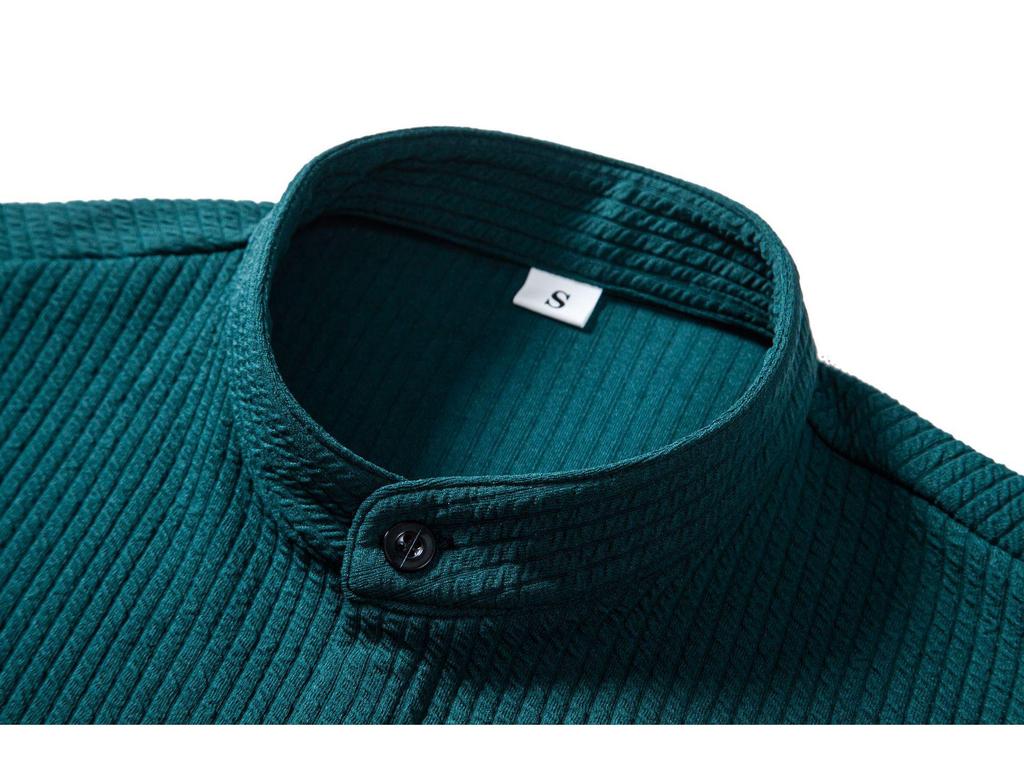 2025 Men's Solid Color Short Sleeve Lapel Shirt - European & American Casual