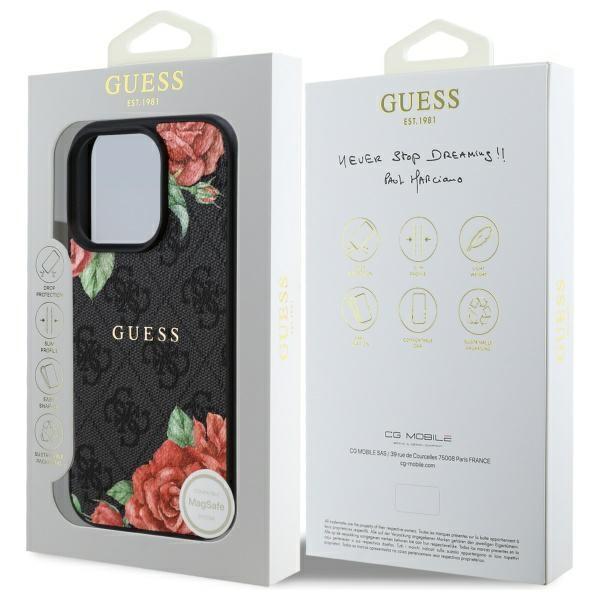 Guess Guhmp16Lp4Ropemck Iphone 16 Pro    6.3 Czarny/Black Hardcase 4G Flowers Print Magsafe