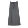 Women's Gray High Waist A-line Midi Skirt - Autumn Sporty Style with Straight Slit and Draping
