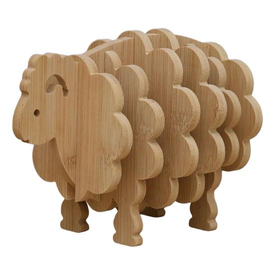 Wooden Trivet Coaster Set Creative Animal-Shaped Heat-Resistant Placemats for Cups Pots Stackable Versatile Desk Decor for Home Kitchen Outdoor Dining
