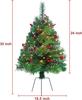 2 Pack 30' Pre-Lit Artificial Christmas Trees with Lights, Battery Operated, for Porch, Yard, Driveway, Red Ornaments