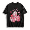 Love Heart Dessert Print Casual Top For Women Girls Pure Cotton T-shirt