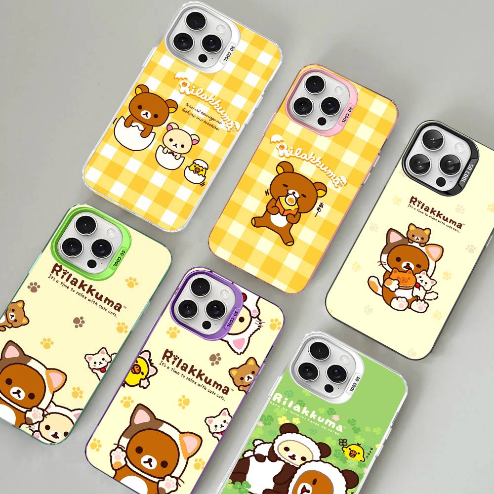 Rilakkuma Relaxed Bear Phone Cover For IPhone 16 15 14 13 12 11 17 Pro Max Plus Color Silver Shell